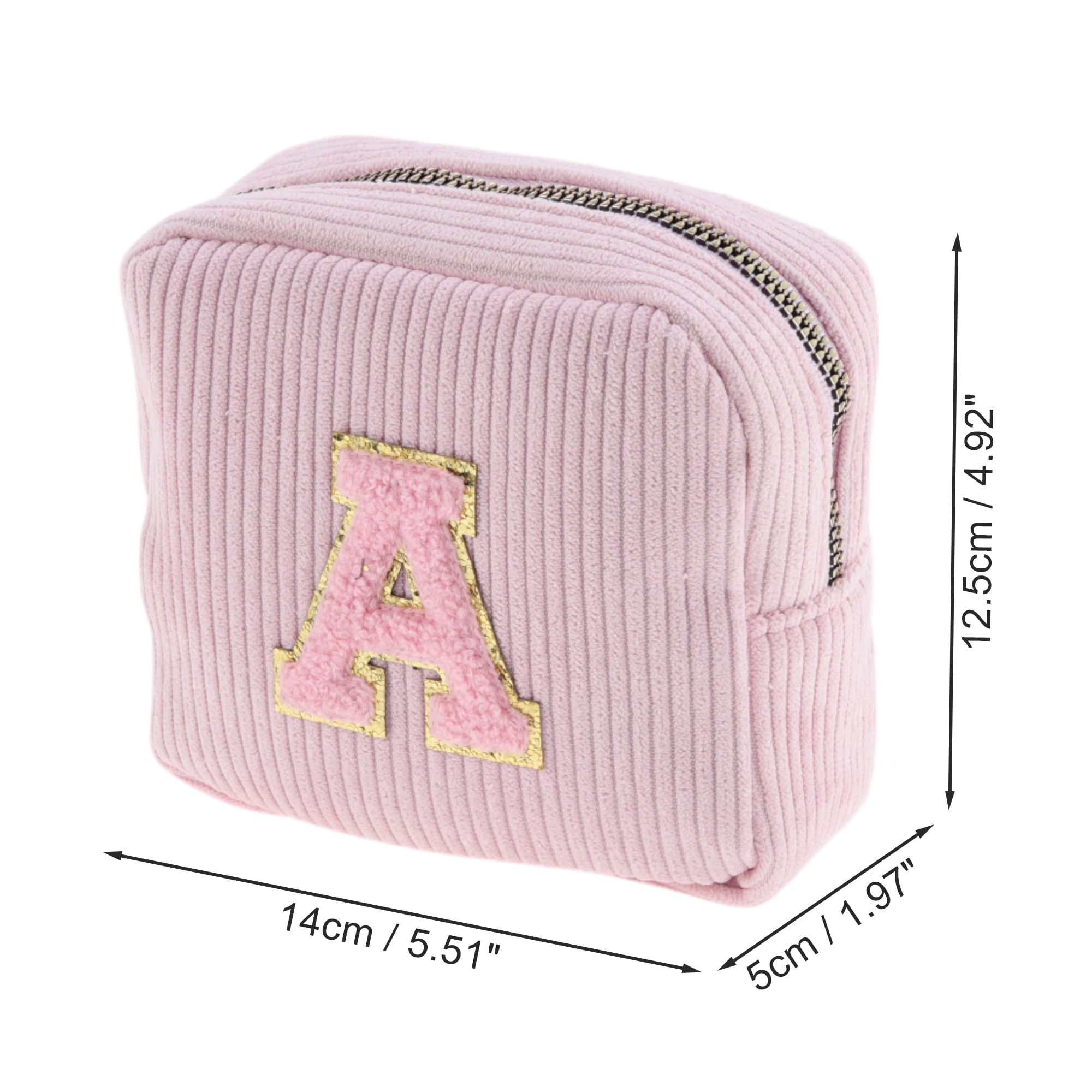Unique Bargains 1 Pc Letter A Pattern Makeup Bag for Travel and Organization Pink