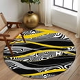 thumbnail image 2 of Round Rug 5Ft Washable Non-Slip, Yellow Black Stripes Circle Area Rugs for Living Room Bedroom, Modern Grey Ombre Abstract Striped Indoor Floor Mats Carpet Runner for Home Decor Aesthetic, 2 of 8