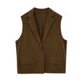 thumbnail image 2 of LOVZFMLL Cardigan pour Femmes Couleur Unie Sans Manches Col Rond Blouse Cardigan, 2 of 3