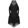 thumbnail image 2 of vastwit Robe de Danse Latine pour Filles, Scintillante, à Strass, Dos Nu, à Franges, Justaucorps avec Jupe, Salsa Rumba Tango, Tenue de Danse, Noir 16, 2 of 4