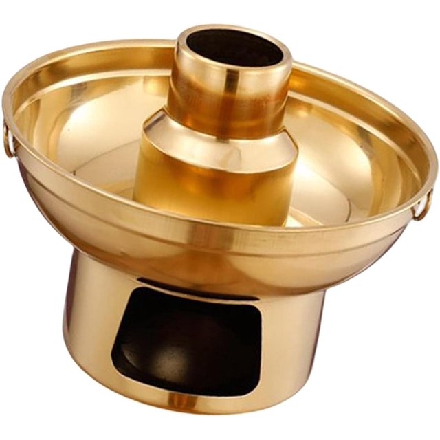 Chinese Hot Pot Old Beijing Hotpot with Handles Vintage Practical Multifunctional Stainless Steel Hot Pot Traditional Chinese Small Hot Pot, 20cm, Aureate
