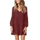 thumbnail image 1 of ICHUANYI Clearance Women's Fashionable Long Sleeved Polka Ruffle Hem Loose Casual Style Dress(Red, S) ICHUANYI WER2023081113109, 1 of 6