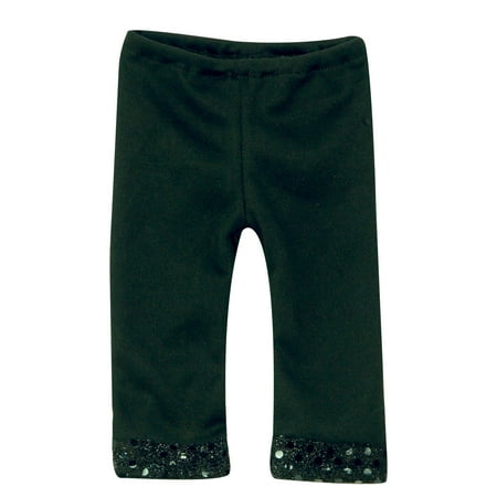 Sophia's by Teamson Kids Adorable Basic Solid-Colored Wardrobe Essential Mix & Match Stretch Fit Sequin-Trimmed Leggings for 18â€ Dolls, Black