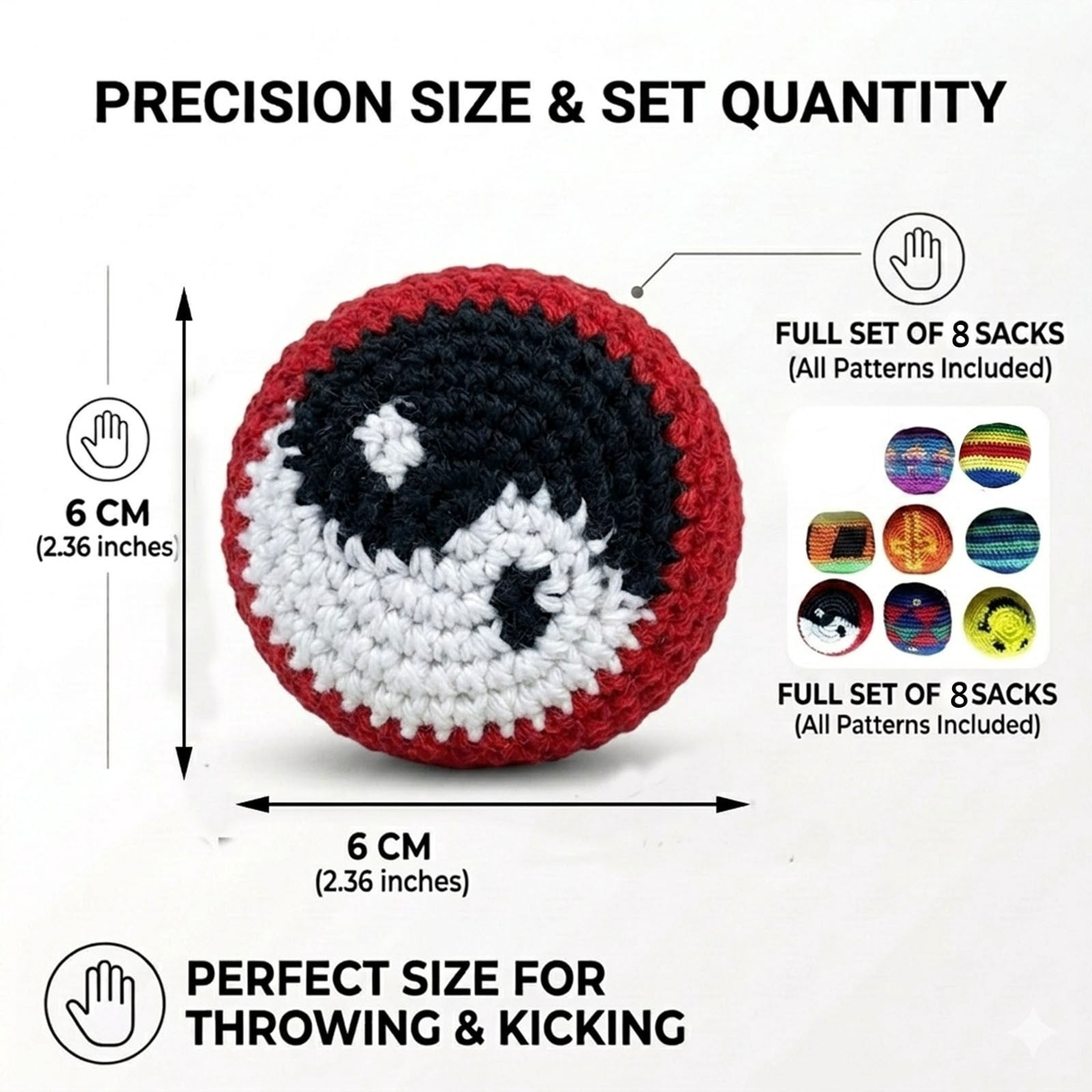 Beach Knitted Sports Sandbag 8-Pack Outdoor Toss Game Toy for All Ages Coordination Training(Multicolor)