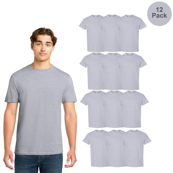 Gildan Men's Short Sleeve T-Shirt, Durable Sport Grey Color Pack of 12 Classic Tee, Casual Shirt, S