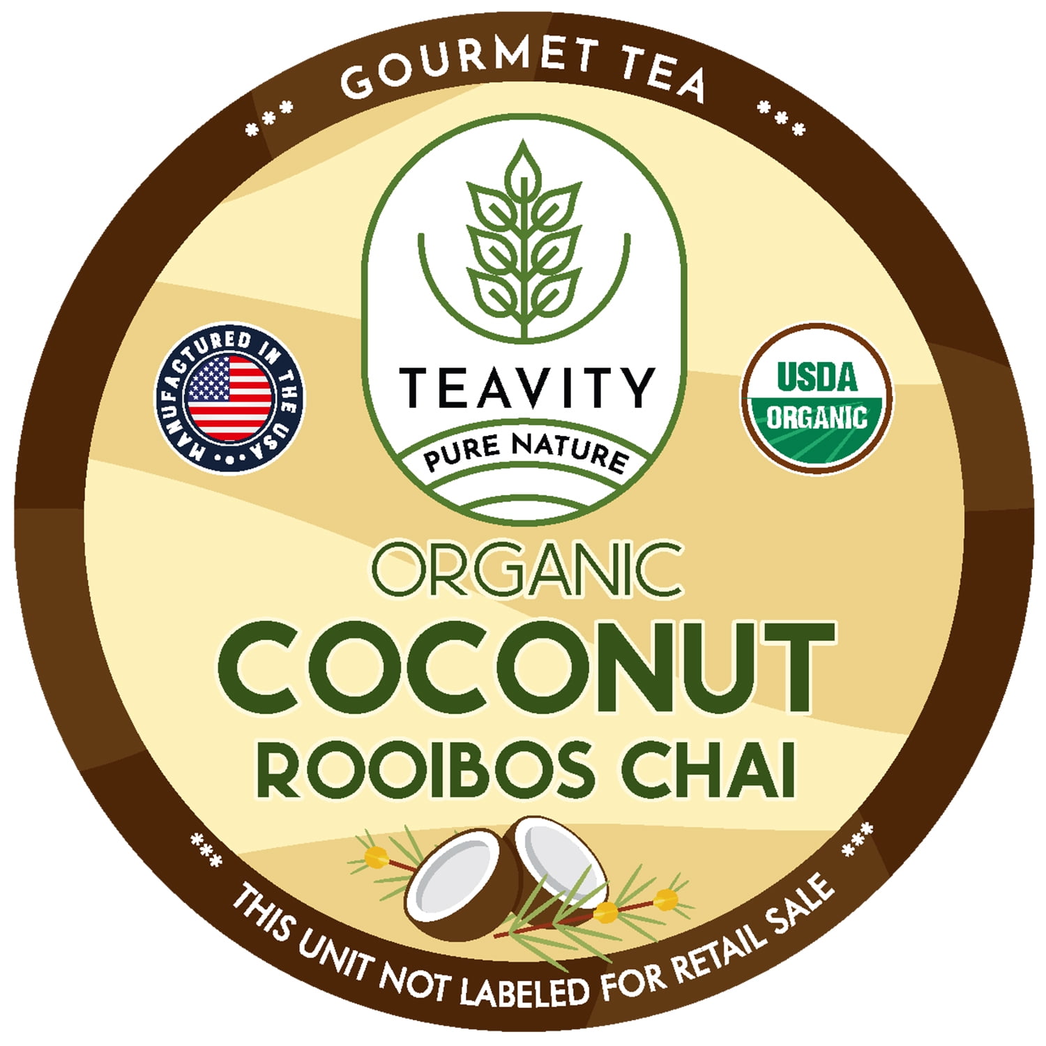 Teavity Organic Coconut Rooibos Chai Tea K Cup Pods for Keurig KCup