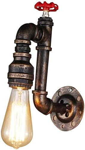 Industrial Iron Pipe Wall Light Fixture Vintage Flower Pot Decorative Bar Restaurant Retro Antique Aged Iron Black Steam Rust Water Pipe Wall Lamp Sconce E26 Vintage Edison Bulbs 