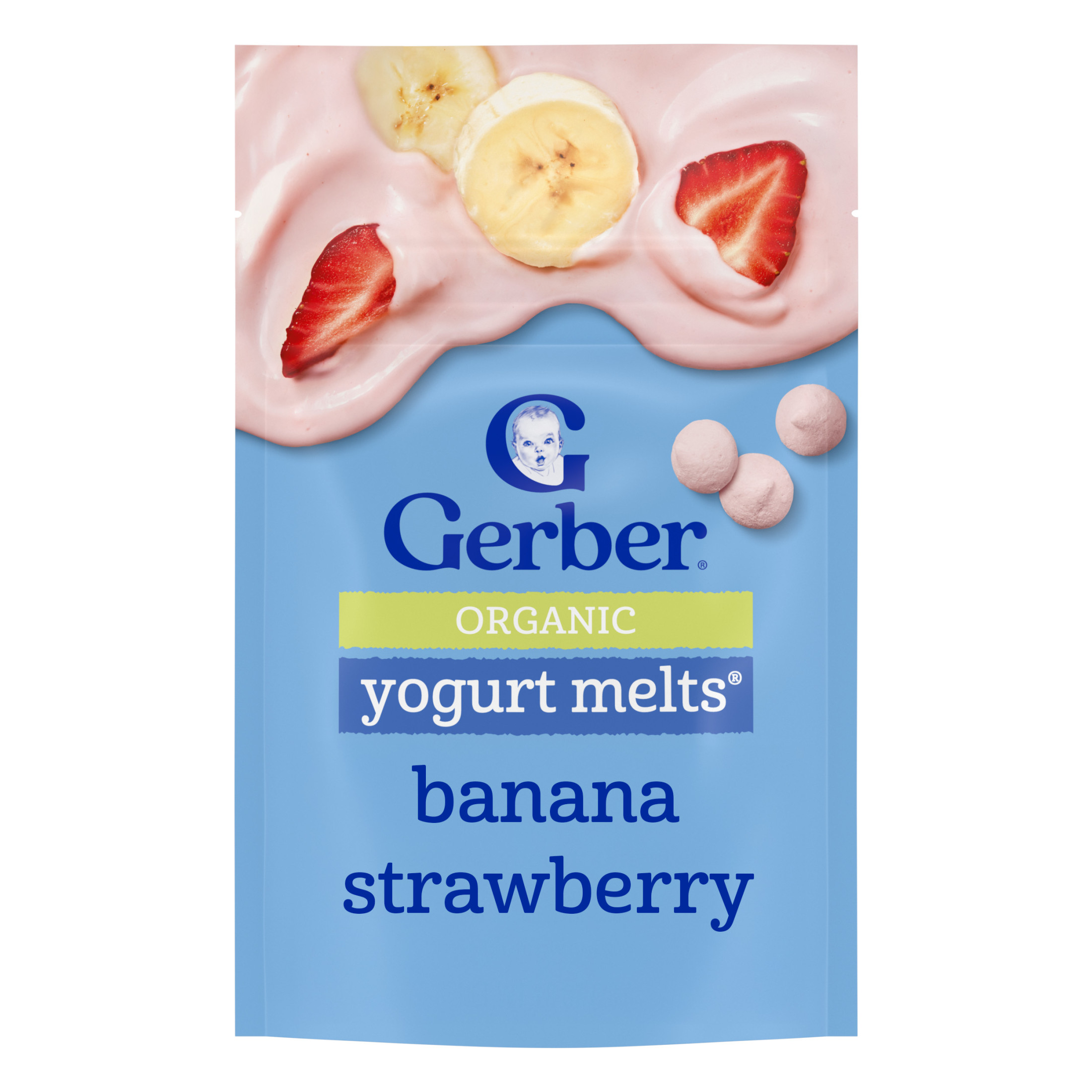 Gerber Stage 3 Organic Yogurt Melts, Banana Strawberry, Baby Snacks, 1 oz Bag