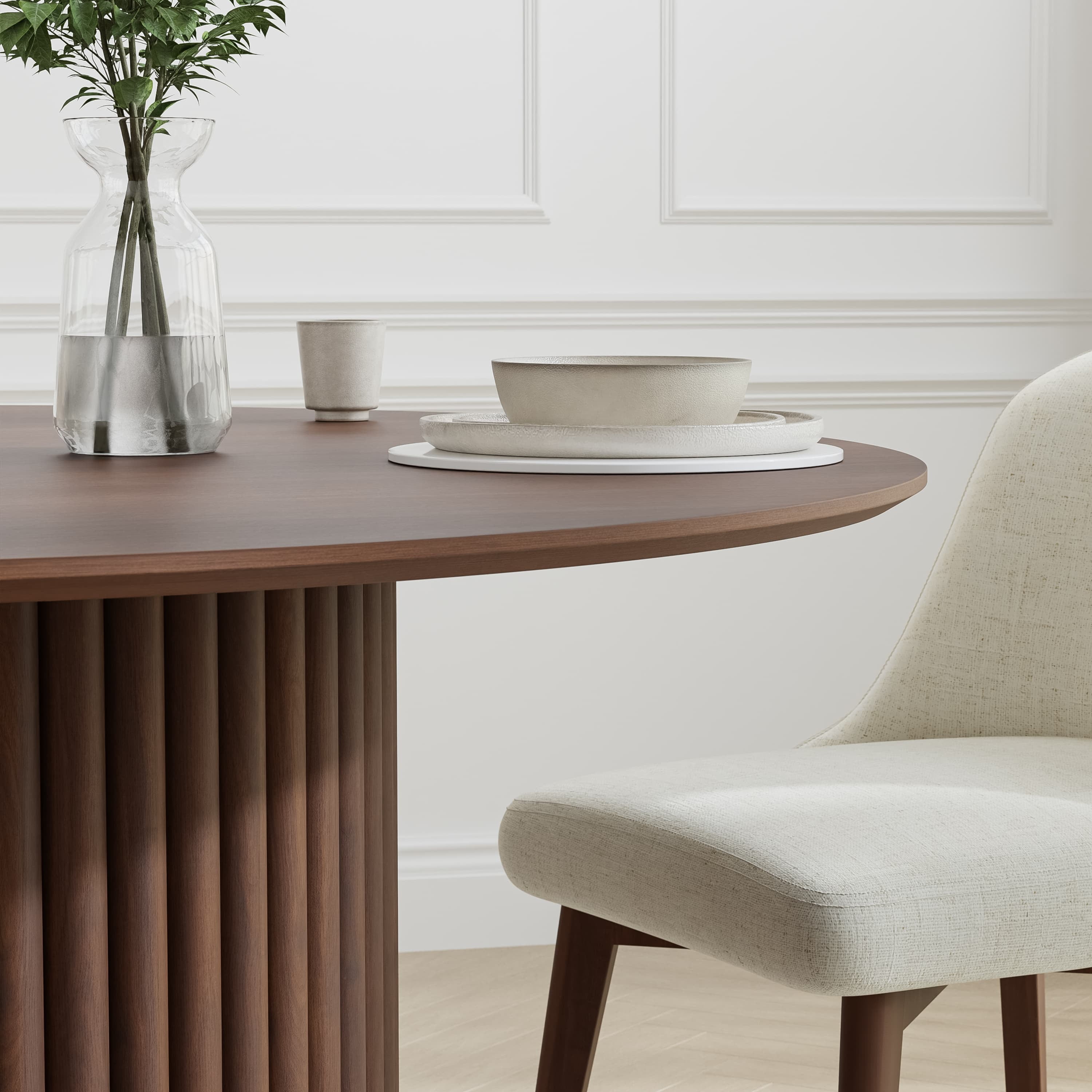 Abberton 46" Dining Table Round Kitchen Table,Walnut