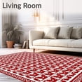 thumbnail image 2 of ODIKA 6'x9' Machine Washable Non-Slip Area Rug, Heritage Gingham Lattice with Nordic Festivity and Vintage Checker High Traffic Rug, Red, 508788, 2 of 7