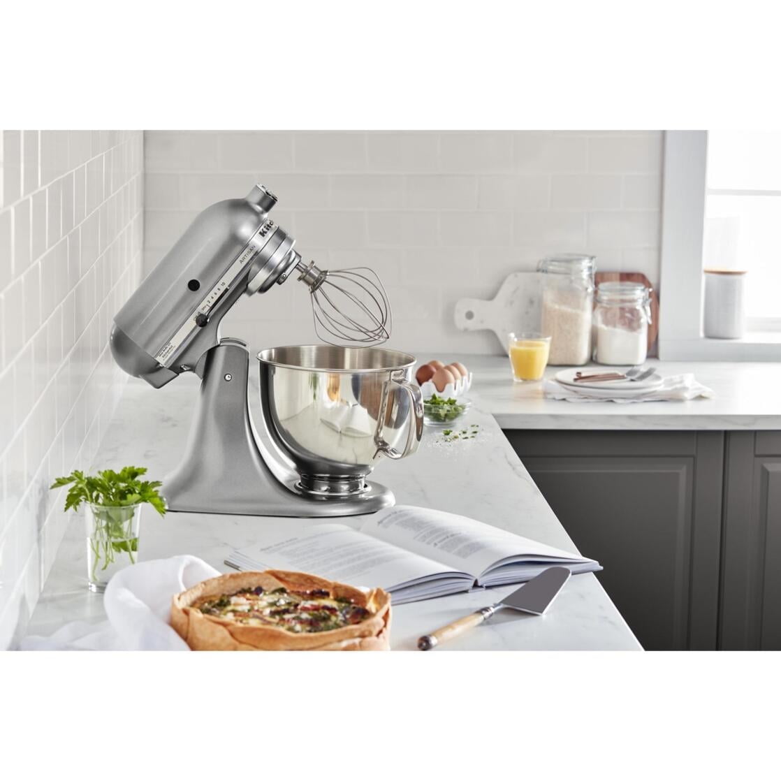 KitchenAid Artisan Series 5-Quart Tilt-Head Stand Mixer, KSM150PS, Contour Silver
