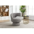 thumbnail image 3 of Chic Swivel Upholstered Accent Chair with Curved Back, Fluffy Fabric Barrel Chair with Wooden Frame and Metal Base, Leisure Round Armchair for Living Room Bedroom Office Waiting Room, Gray, 3 of 8