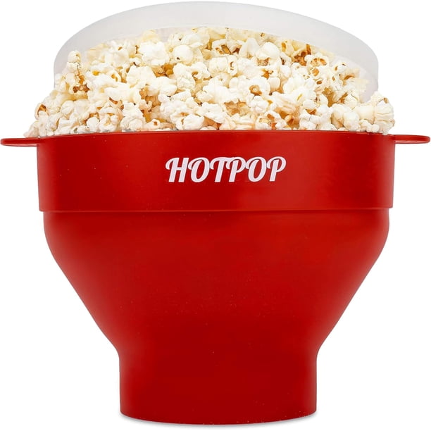 Preparador de palomitas HOTPOP de silicona para microondas, 15 tazas, plegable