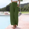 thumbnail image 2 of Clearance Women's Casual Pants Linen Pants Women Summer Wide Leg Pants Drawstring Elastic Waist Pants High Waisted Pants Casual Beach Trousers Women Blendingpants, 2 of 5