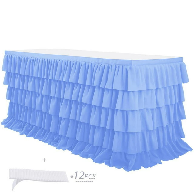 Table Skirt Tutu Ruffled Tablecloth Five Layer Lotus Leaf Edge Chiffon Table Skirt Suitable For