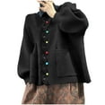 thumbnail image 2 of Women's Winter Casual Knit Sweater with Round Neck, Buttoned Cardigan Design, Loose Fit for Oversized Comfort, 2 of 7