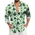 thumbnail image 2 of ZZHZGZ Fourth of July Mens Denim Shirts Long Sleeve Male St. Patricks's Day Long Sleeve Shirt Autumn Casual 3D Printing Hawaii Long Sleeve Shirts Tops Fourth of July Graphic Tees Men Vintage Xl, 2 of 4