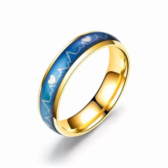 Stainless Steel Non-Tarnish Color Changing Mood Ring Temperature Women Men R47