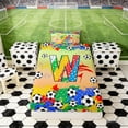 thumbnail image 4 of Erosebridal Letter W Orange Gradient Soccer Ball Print Twin Sheet Sets, Sports Monogram Bedding for Kids Boys and Girls, 1 Flat Sheet, 1 Fitted Sheet and 1 Pillowcase, 4 of 6