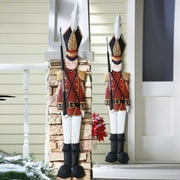 Set of 2 Christmas Holiday Metal Toy Soldiers Nutcracker Outdoor Mounted Wall Hanging Decoration