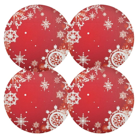 Ryvnso Christmas Snowflakes Round Plate Mats Dining Table Placemat Set of 4 for Holiday Decoration