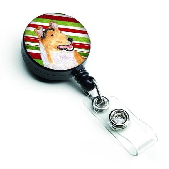 Carolines Treasures SS4539BR Collie Smooth Candy Cane Holiday Christmas Retractable Badge Reel