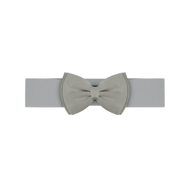 Cinturones elásticos con lazo INSPIRE CHIC para mujer, ancho de 2.4" elegante y lindo, cinturón ajustable para vestido de boda de 24 a 32" gris