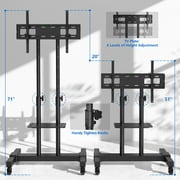 Modern Black Large Heavy Duty Mobile TV Stand Rolling TV Cart for 40 to 80 inch Black Dual Metal Shelf