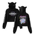 thumbnail image 1 of Sudadera corta con capucha y orejas de gato de Demon Hunters KPop, estilo grupo femenino, bonita sudadera corta con capucha y corte holgado., 1 of 5