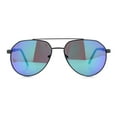 thumbnail image 3 of Mens Racer Tear Drop Double Bridge Officer Police Style Metal Sunglasses Gunmetal - Teal Mirror, 3 of 8