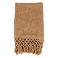 thumbnail image 3 of Creative Co-Op Bohemian Cotton Slub Throw with Crochet and Fringe, Brown, 3 of 3