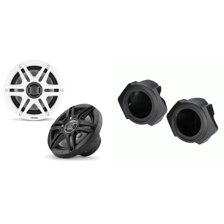Clarion CMS-651-SWB 6.5 Sport Grill Marine Speakers & Polaris RZR Front 6.5 Speaker Pods 2014-UP ( Except PRO XP)