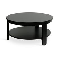 Kate and Laurel Foxford Modern Tiered Round Coffee Table for Living Room Decor, 34x34x17, Black