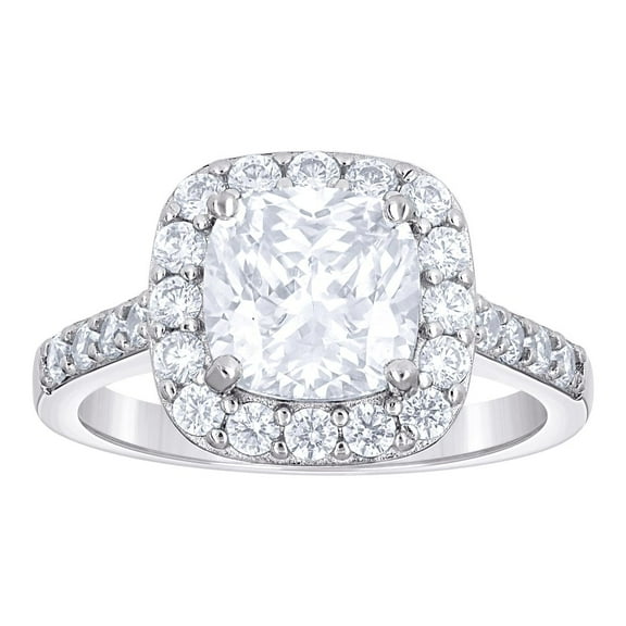 925 Sterling Silver Womens Cushion-cut Round Cubic Zirconia Halo Engagement Ring Size 7 Engagement Ring for Women