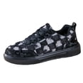 thumbnail image 6 of Ladies Distressed Plaid Denim Skate Shoes Lightweight Flat Platform Lace Up Sneakers Soft Sole Non Slip Walking Shoes, 6 of 7