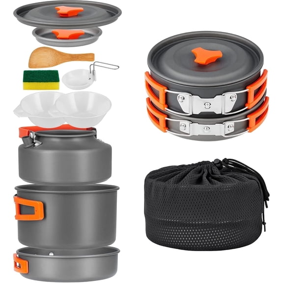 Maltemura Camping cookware sets for backpacking trips – Camping cooking sets – Camping cookware sets – Camping water bottle sets – Compatible with backpack stoves/portable stoves – Camping kitchen eq