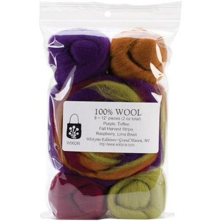 Wool Roving 12" .25 Ounce 8/Pkg-Fall Harvest Stripe