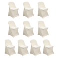 thumbnail image 3 of Efavormart 10 Pack Beige Spandex Folding Slip On Chair Covers, Stretch Fitted Chair Covers - 160 GSM, 3 of 10
