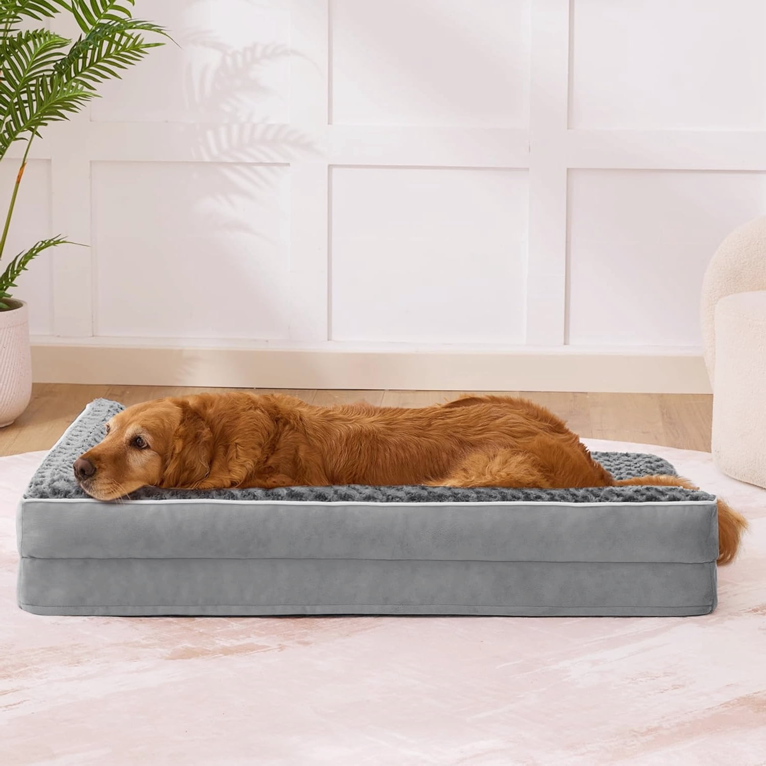 Comfortable Orthopedic Dog Bed for Large Dogs Grey 42"x30" Easy to Clean