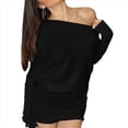 thumbnail image 1 of Vestido Holgado Transparente con Mangas Murciélago, Hombros Descubiertos, Larga, Minivestido con Volantes, Informal, Extragrande, para Calle. Negro S, 1 of 9