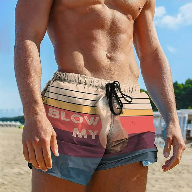 Scnor Running Shorts for Men Men Drawstring Special Cock Print Beer  Festival Beach Casual Trouser Shorts Pant 