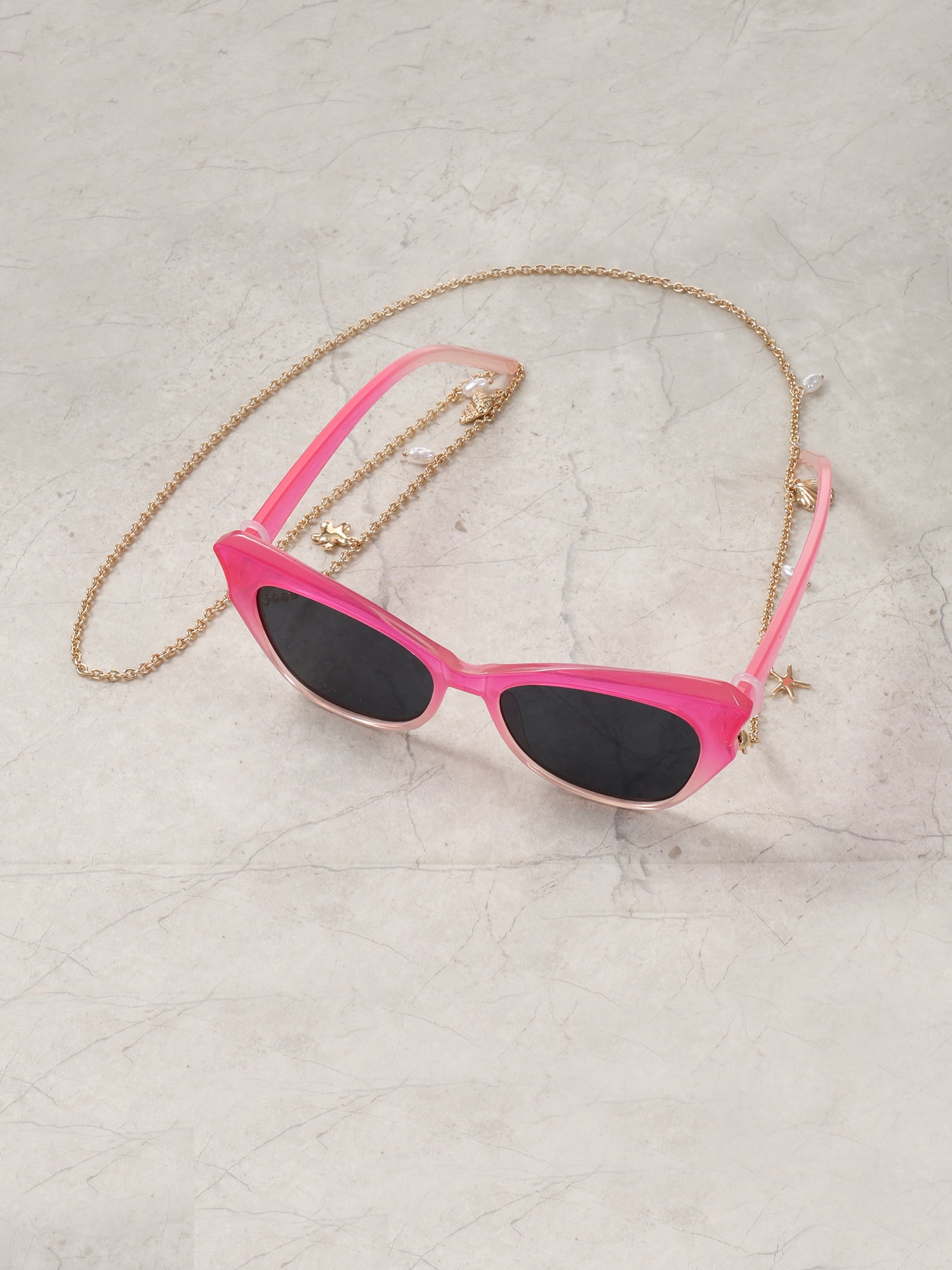 Packed Party Golden Charm Sunglasses with Chain, 2 Pieces