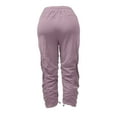 thumbnail image 5 of Fiaer,Plus Size Hiking Capri Joggers for Women,Women's Elastic Waist Pleated Pocketed Pants,Ladies Lightweight Lace up Loose Fit Spliced Trousers Light Purple XL, 5 of 6
