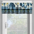 thumbnail image 4 of Ambesonne Farmhouse Valance & Curtain 3 Pcs Set, Ethnic Flowers and Barn, 55"x30", Blue Yellow, 4 of 7