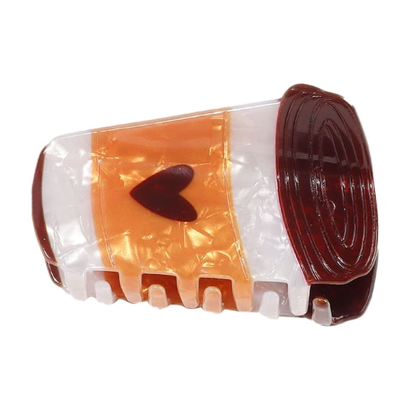 Coffee Cup Design Cute Winter Hair Clip, Brown Acrylic Jaw Clamp, Non- Strong Hold, Medium Hair Barrette, 26g, 8x4x4cm, Brown