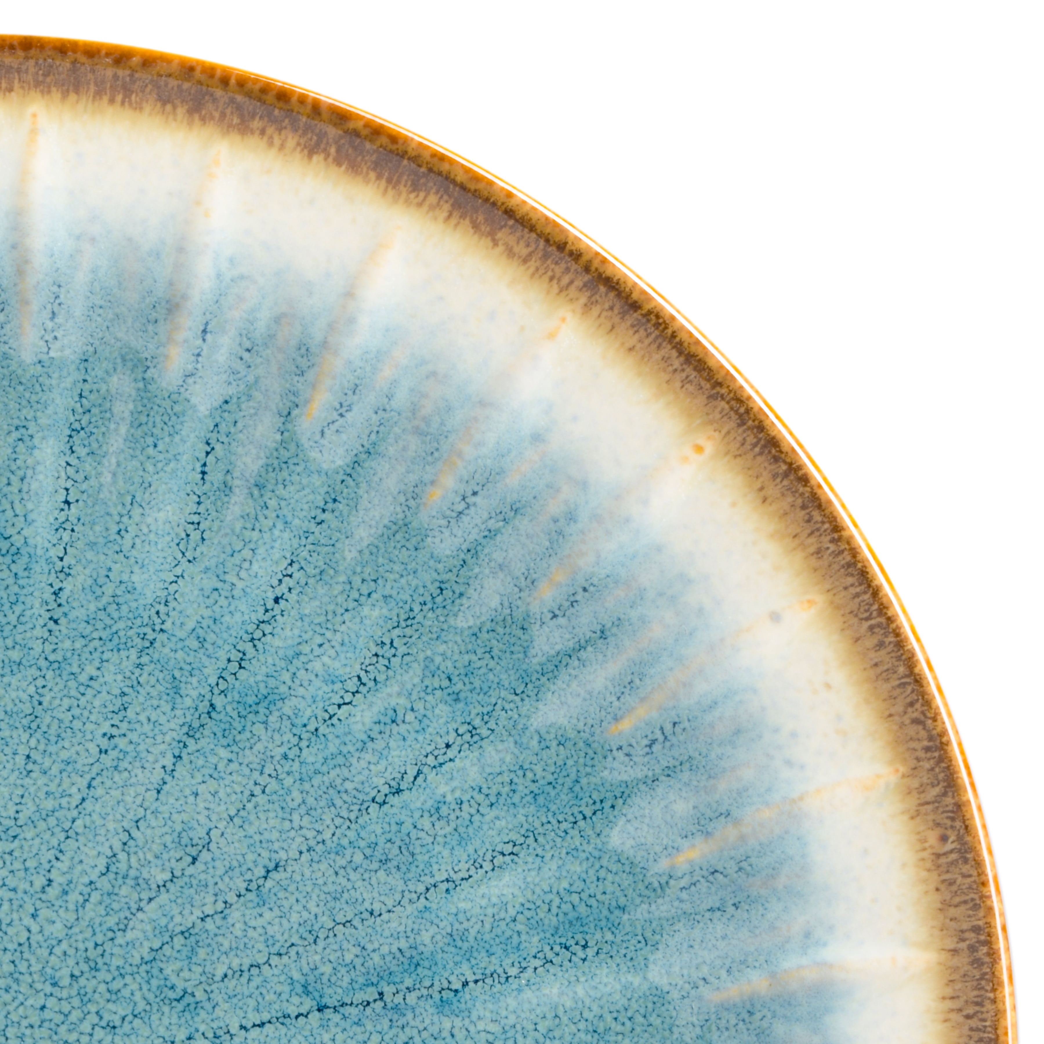 Gibson Elite Mayfair Bay 16 Piece Double Bowl Embossed Reactive Dinnerware – Blue