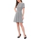 thumbnail image 4 of Vestido de tweed a cuadros INSPIRE CHIC para mujer, con cuello redondo, manga corta, estilo A-line, vestido mini vintage XL negro, 4 of 6