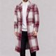 thumbnail image 4 of Kalauyu Men's Casual Notched Collar Plaid Single Breasted Wool Blend Formal Trench Top Coat, 4 of 5