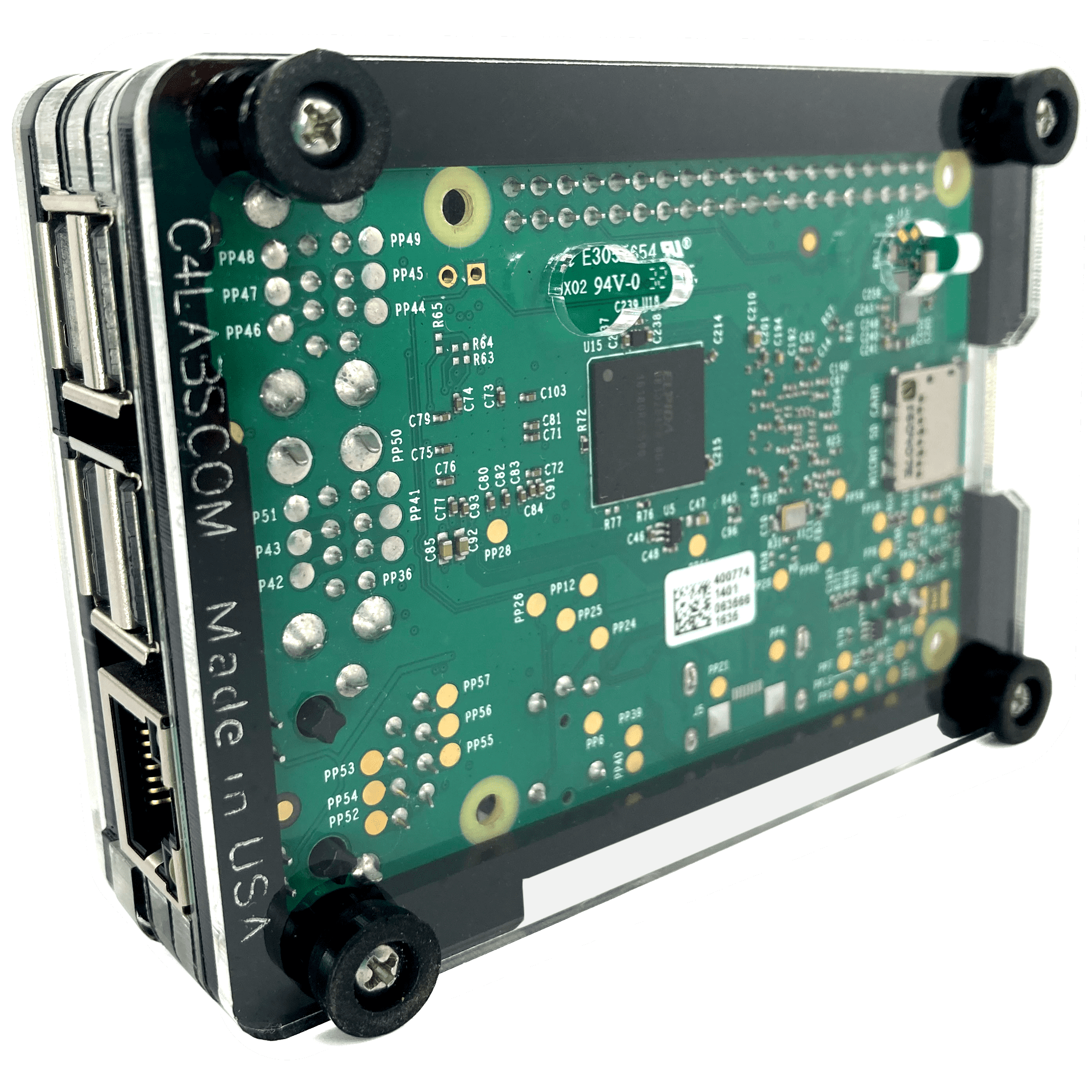 C4Labs Zebra PoE + Case Kit for Raspberry Pi 4B or 3B+ and PoE+ HAT or Official PoE Hat - Black Ice
