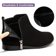 HARVEST LAND Little/Big Girl Ankle Boots Kids Short Zipper Flat Booties Black Size 11-5